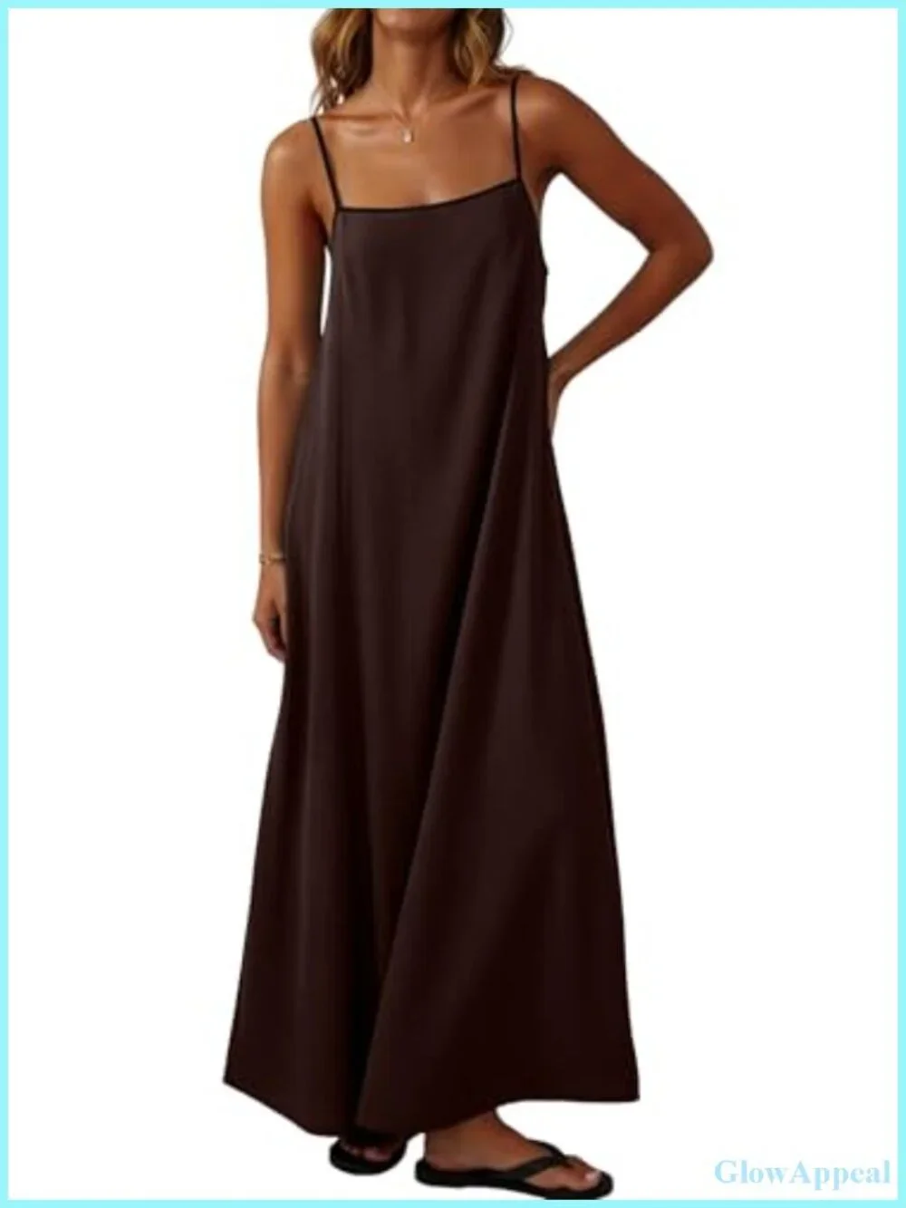 Maxi Dress with Contrast Spaghetti Straps Sexy Backless